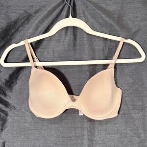 Victoria's Secret Pink T-shirt Bra Lightly Padded Underwire Nude Size 32D